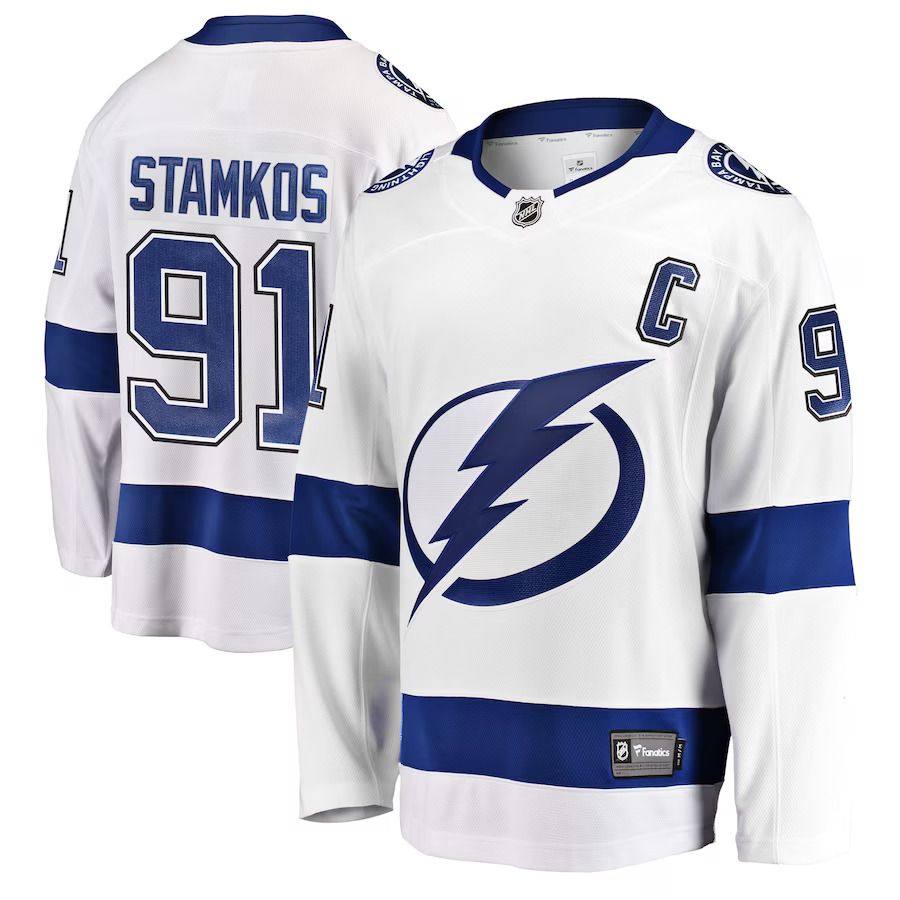 Men Tampa Bay Lightning 91 Steven Stamkos Fanatics Branded White Breakaway Player NHL Jersey